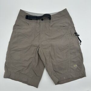 Mountain Hardwear Cargo Shorts Mens Small  Gray Nylon Belted Hiking Logo Stains